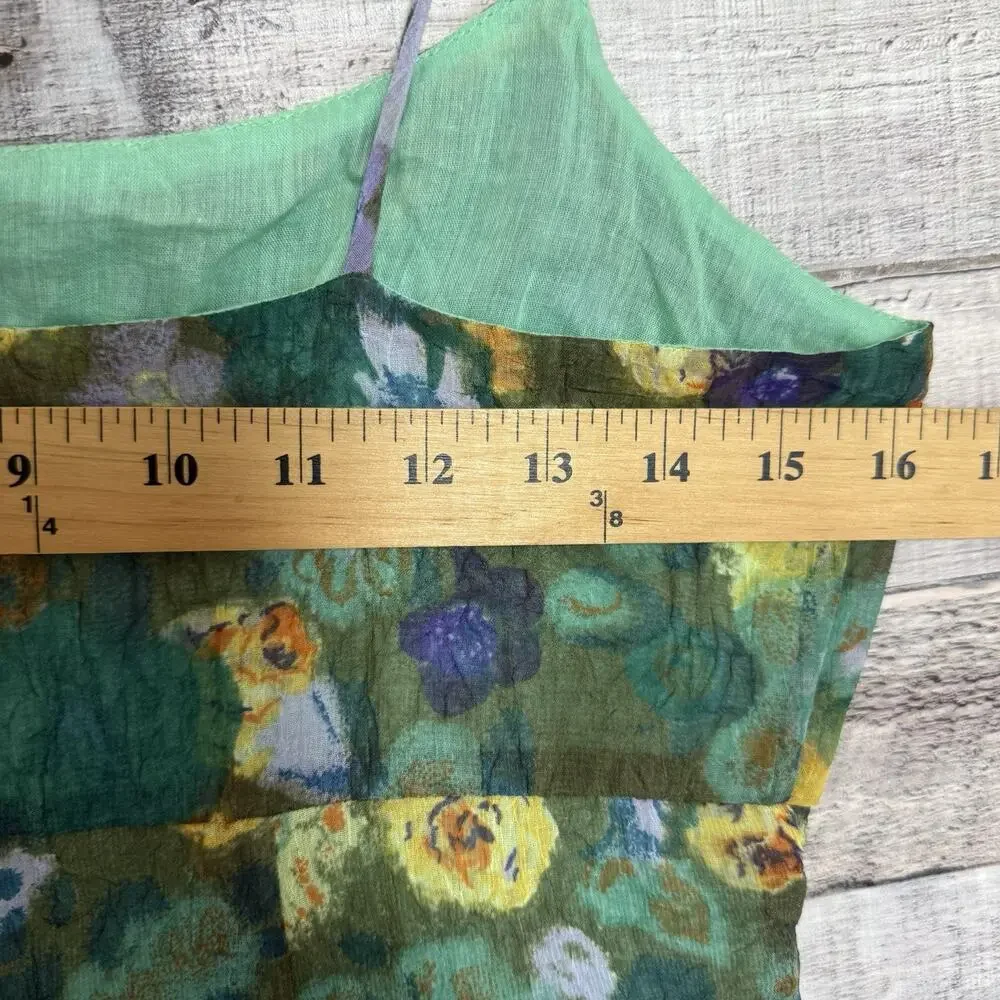 Free People Vintage Green Yellow Floral Empire Waist Slip Dress M (7-8) NWT